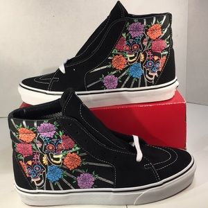 Vans Black Floral Skull High-Top Sneakers